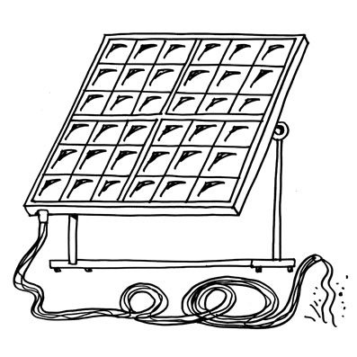 Panel solar conectado a una manguera