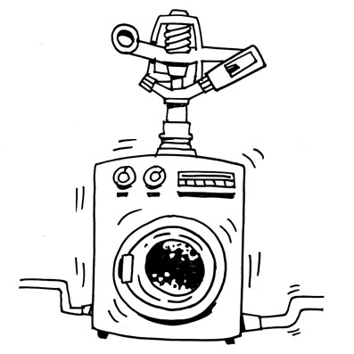 Lavadora conectada a un sistema de recolección de agua